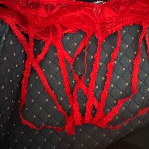 Savage X Fenty Red Lace Strappy Bra